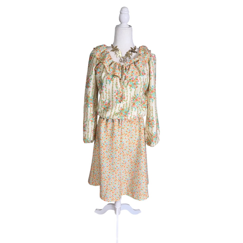 Vintage 70s Union Made Floral Two Piece Set‎ Cottagecore Prairie Dress Skirt Set